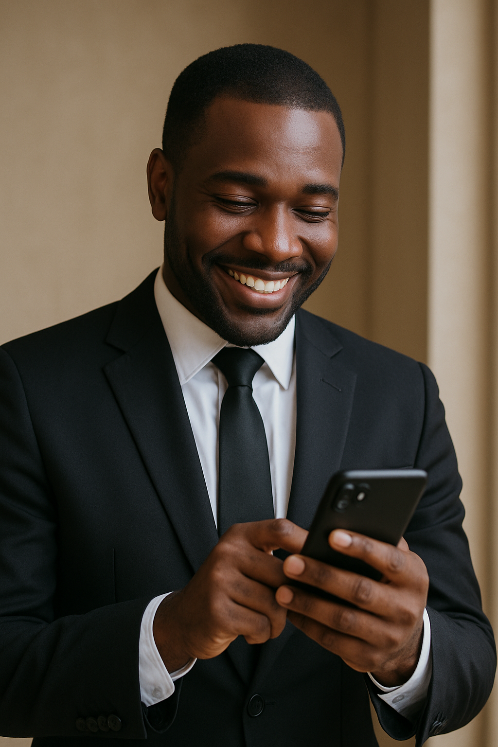 Hotel owner using phone